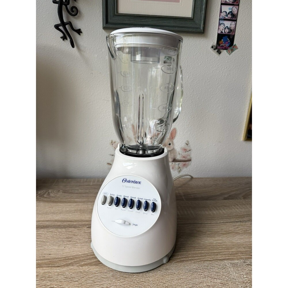 Oster Osterizer 6650 12 Speed Blender Glass Jar White Tested Working